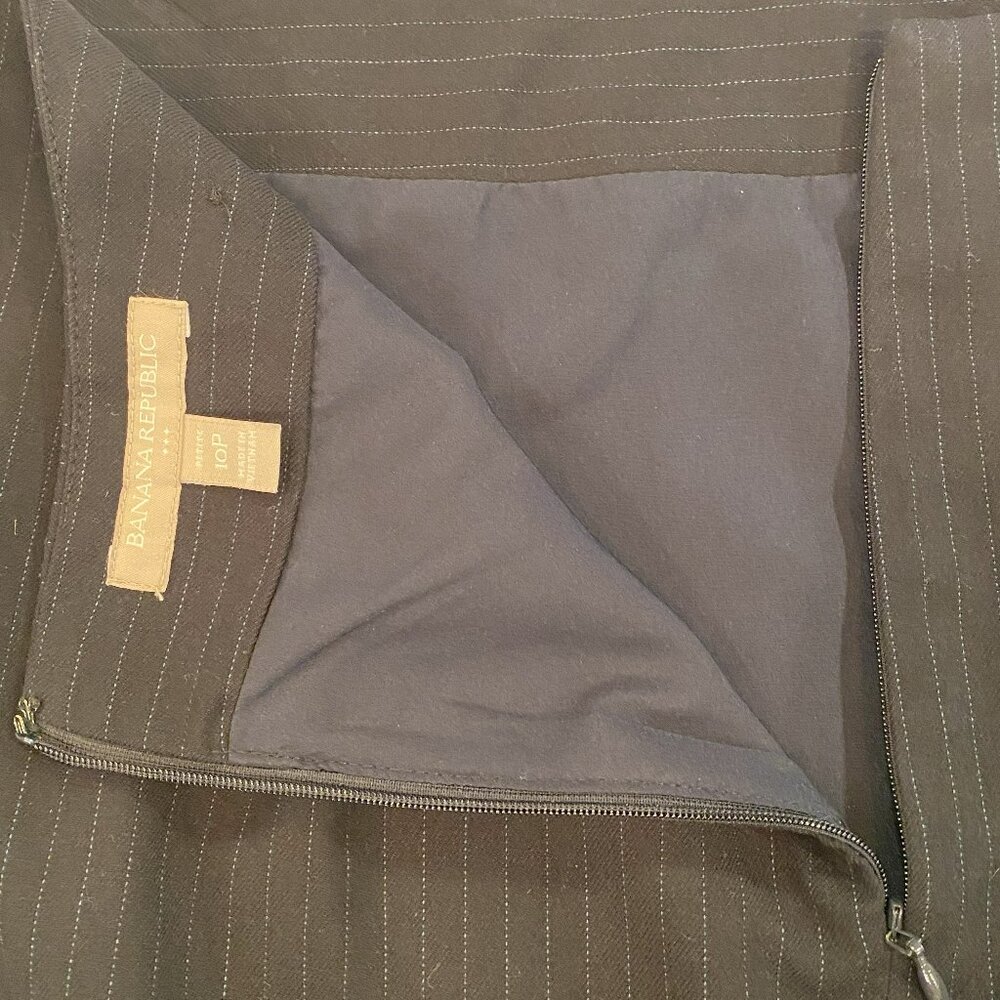 Banana Republic - 90s, Pinstriped, Back Split, Black, Blue, Skirt - Size 10 - Picture 6 of 7